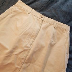 L.L. Bean Khaki Pencil Midi Skirt